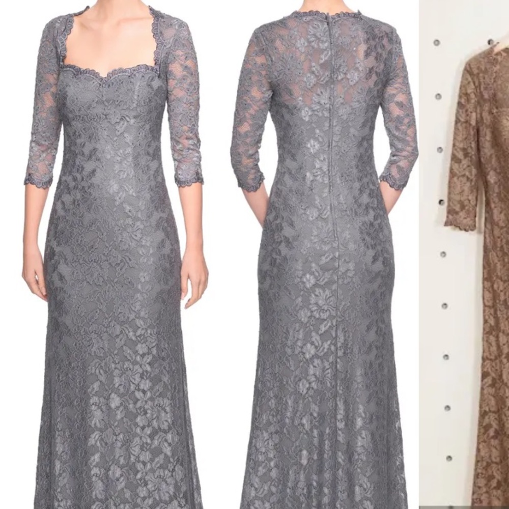 NWOT La Femme lace column gown